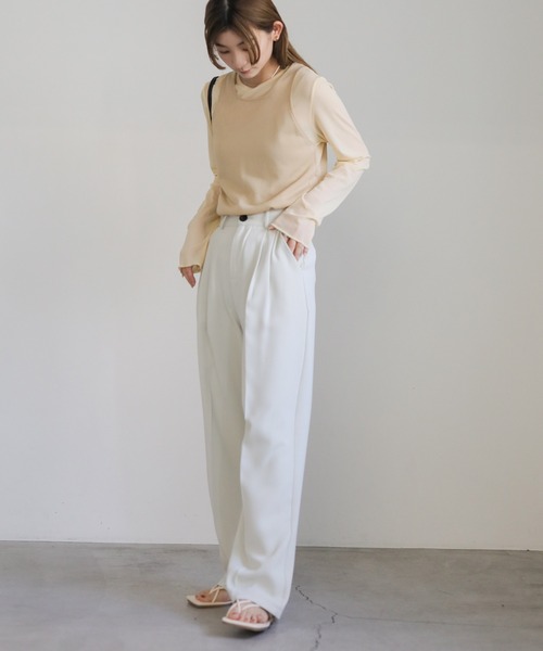 select MOCA（セレクトモカ）の「ニットシアータンク（タンクトップ・レディース・ネイビー/ベージュ・FREE）」の4枚目の写真