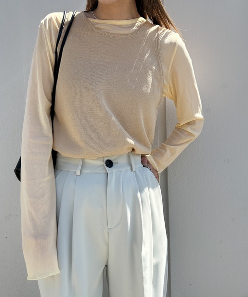 select MOCA（セレクトモカ）の「ニットシアータンク（タンクトップ・レディース・ネイビー/ベージュ・FREE）」の21枚目の写真