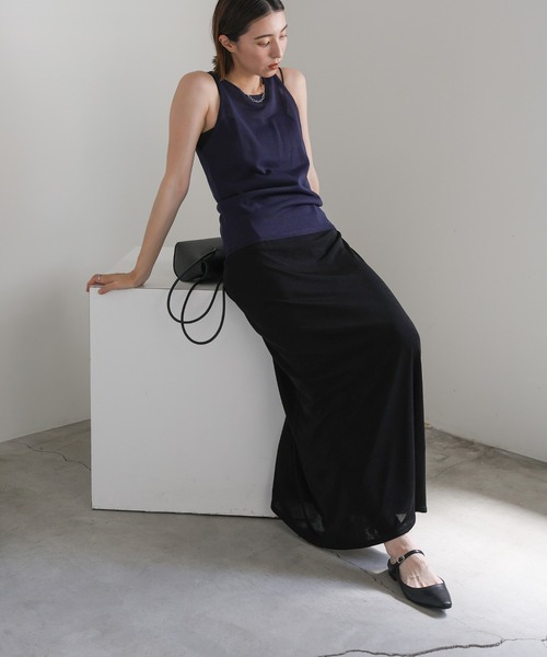 select MOCA（セレクトモカ）の「ニットシアータンク（タンクトップ・レディース・ネイビー/ベージュ・FREE）」の11枚目の写真