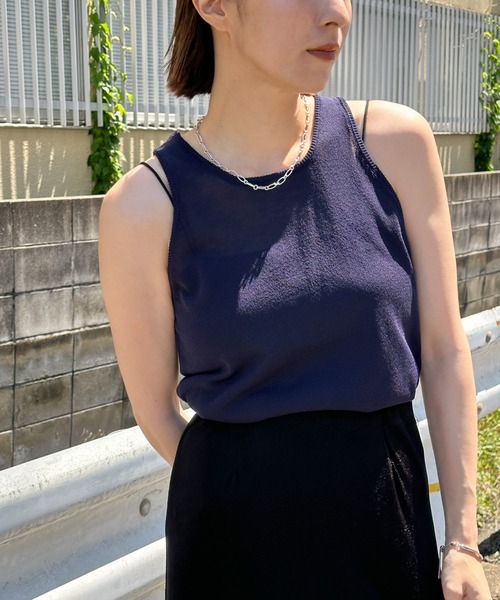 select MOCA（セレクトモカ）の「ニットシアータンク（タンクトップ・レディース・ネイビー/ベージュ・FREE）」の16枚目の写真