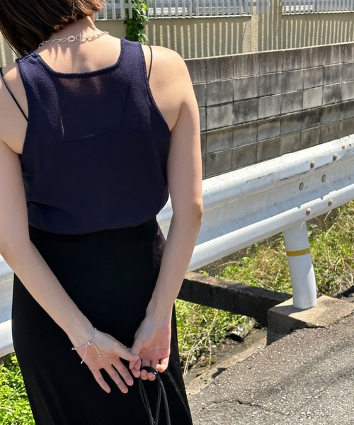 select MOCA（セレクトモカ）の「ニットシアータンク（タンクトップ・レディース・ネイビー/ベージュ・FREE）」の20枚目の写真
