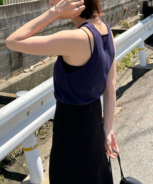 select MOCA（セレクトモカ）の「ニットシアータンク（タンクトップ・レディース・ネイビー/ベージュ・FREE）」の18枚目の写真