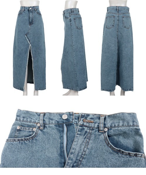 KOBE LETTUCE（コウベレタス）の「スリットデニムスカート（デニムスカート・レディース・ブラック/ブルー/グレー・M/S）」の7枚目の写真