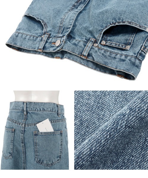 KOBE LETTUCE（コウベレタス）の「スリットデニムスカート（デニムスカート・レディース・ブラック/ブルー/グレー・M/S）」の8枚目の写真