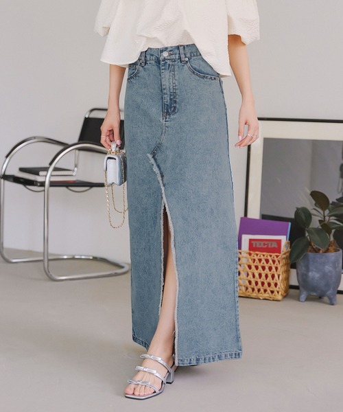 KOBE LETTUCE（コウベレタス）の「スリットデニムスカート（デニムスカート・レディース・ブラック/ブルー/グレー・M/S）」の13枚目の写真