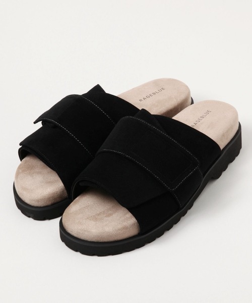 RAGEBLUE（レイジブルー）の「ベルトスライド/シンセティックスウェードサンダル（サンダル・メンズ・ブラック・MEDIUM/LARGE）」の4枚目の写真