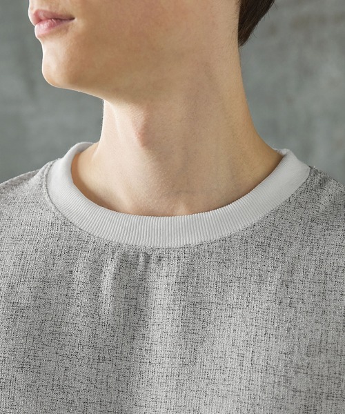 セール】オーバーサイズリラクシングサマーツイードハーフスリーブT