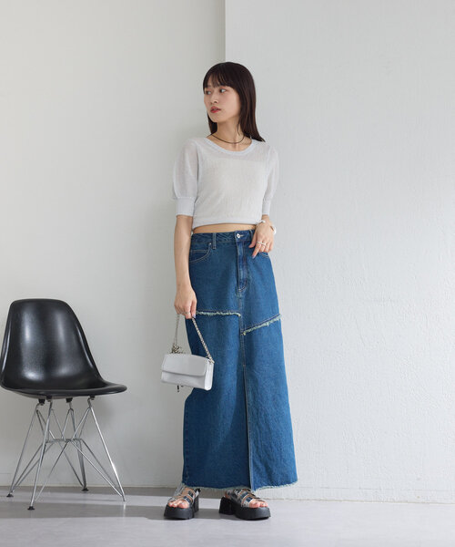 tシャツ ラメシアーニットプルオーバー/夏服/シアー レディース Kastane（カスタネ）の「【新色追加/4色展開】ラメシアーニット
