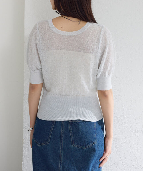 tシャツ ラメシアーニットプルオーバー/夏服/シアー レディース ラメシアーニットプルオーバー