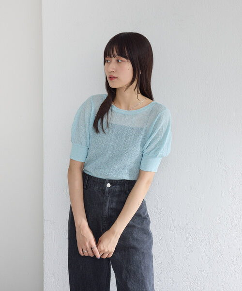 tシャツ ラメシアーニットプルオーバー/夏服/シアー レディース 10-162005.jpg