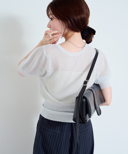 Cygne シーニュ ラメショートニットプルオーバー Aurore マルチ