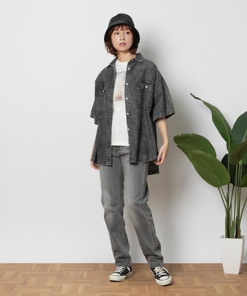 BACK NUMBER(バックナンバー)の「BACK NUMBER(バックナンバー)ライトオンスデニム半袖ビッグシャツ(シャツ/ブラウス・レディース・ブラック・M/L/XL)」の20枚目の写真