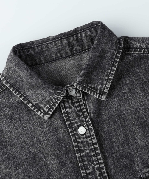 BACK NUMBER(バックナンバー)の「BACK NUMBER(バックナンバー)ライトオンスデニム半袖ビッグシャツ(シャツ/ブラウス・レディース・ブラック・M/L/XL)」の9枚目の写真