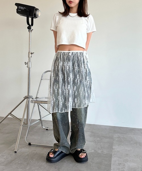 apres jour mignon(アプレジュールミニョン)の「レースイレヘムスカート【ZOZOTOWN限定アイテム】(スカート・レディース・ブラック/アイボリー/オフホワイト・X-LARGE/フリー)」の19枚目の写真
