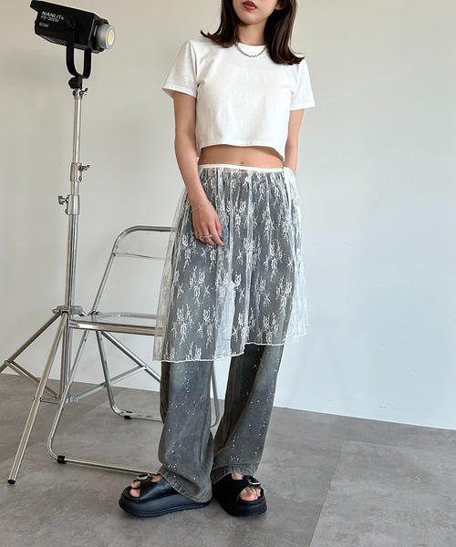 apres jour mignon(アプレジュールミニョン)の「レースイレヘムスカート【ZOZOTOWN限定アイテム】(スカート・レディース・ブラック/アイボリー/オフホワイト・X-LARGE/フリー)」の20枚目の写真