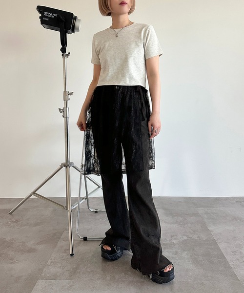 apres jour mignon(アプレジュールミニョン)の「レースイレヘムスカート【ZOZOTOWN限定アイテム】(スカート・レディース・ブラック/アイボリー/オフホワイト・X-LARGE/フリー)」の11枚目の写真