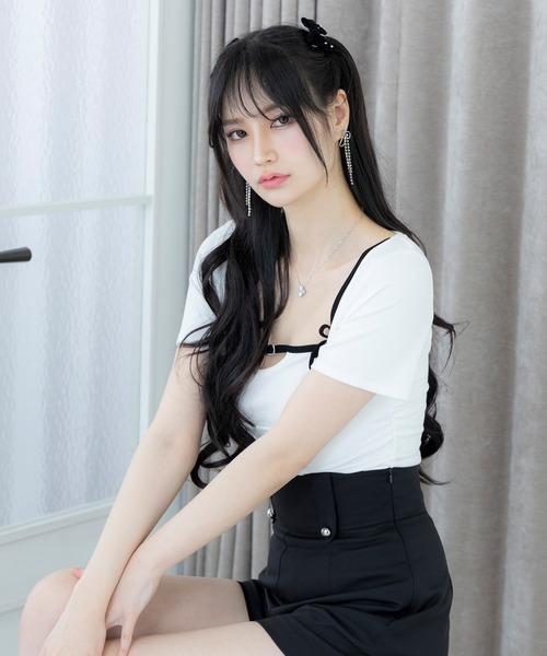 DearMyLoveMillor（ディアマイラブミラー）の「リュバンキャミアンサンブル（Tシャツ/カットソー・レディース・ミント/ブラック/ホワイト・3L/LL/LARGE/MEDIUM）」の7枚目の写真