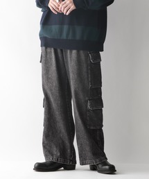 RAGEBLUE | オーバーダイデニム/8ポケット/ワイドカーゴパンツ(デニムパンツ)