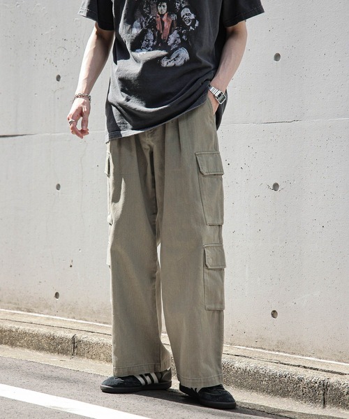 RAGEBLUE（レイジブルー）の「Over dye denim 8pockets wide cargo pants/オーバーダイデニム/8ポケット/ワイドカーゴパンツ（デニムパンツ・メンズ・オフホワイト/ブルー/ブラック/カーキ・SMALL/MEDIUM/LARGE）」の16枚目の写真