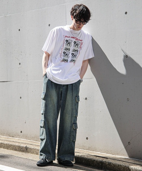 RAGEBLUE（レイジブルー）の「Over dye denim 8pockets wide cargo pants/オーバーダイデニム/8ポケット/ワイドカーゴパンツ（デニムパンツ・メンズ・オフホワイト/ブルー/ブラック/カーキ・SMALL/MEDIUM/LARGE）」の18枚目の写真