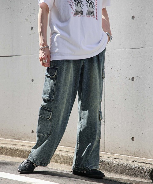 RAGEBLUE（レイジブルー）の「Over dye denim 8pockets wide cargo pants/オーバーダイデニム/8ポケット/ワイドカーゴパンツ（デニムパンツ・メンズ・オフホワイト/ブルー/ブラック/カーキ・SMALL/MEDIUM/LARGE）」の20枚目の写真