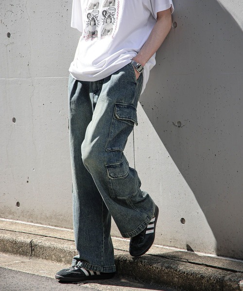 RAGEBLUE（レイジブルー）の「Over dye denim 8pockets wide cargo pants/オーバーダイデニム/8ポケット/ワイドカーゴパンツ（デニムパンツ・メンズ・オフホワイト/ブルー/ブラック/カーキ・SMALL/MEDIUM/LARGE）」の10枚目の写真