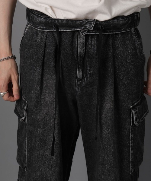 RAGEBLUE（レイジブルー）の「Over dye denim 8pockets wide cargo pants/オーバーダイデニム/8ポケット/ワイドカーゴパンツ（デニムパンツ・メンズ・オフホワイト/ブルー/ブラック/カーキ・SMALL/MEDIUM/LARGE）」の15枚目の写真