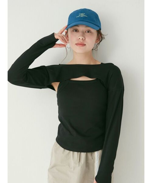 Ungrid(アングリッド)の「タンクレイヤードショートロングスリーブTee(Tシャツ/カットソー・レディース・ピンク/グリーン/ブラック・FREE)」の6枚目の写真