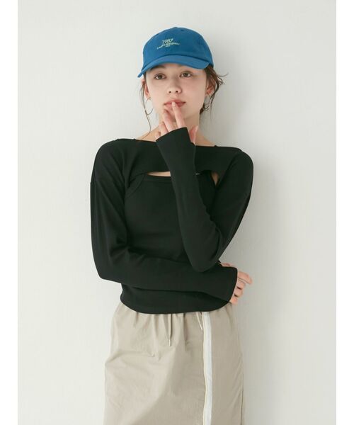 Ungrid(アングリッド)の「タンクレイヤードショートロングスリーブTee(Tシャツ/カットソー・レディース・ピンク/グリーン/ブラック・FREE)」の7枚目の写真