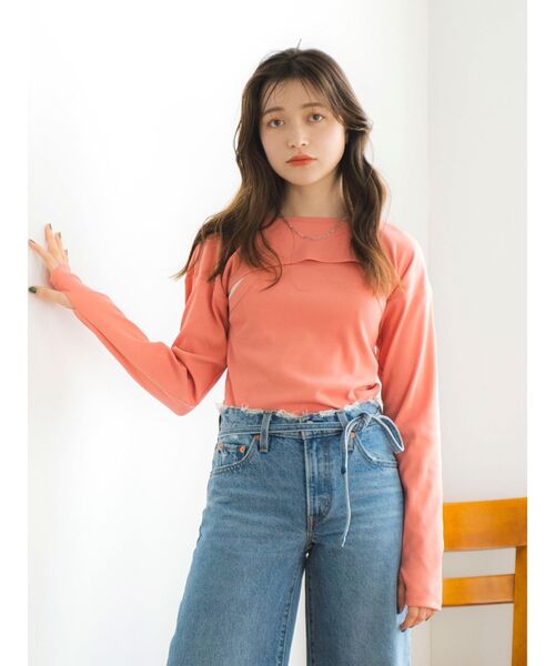 Ungrid(アングリッド)の「タンクレイヤードショートロングスリーブTee(Tシャツ/カットソー・レディース・ピンク/グリーン/ブラック・FREE)」の13枚目の写真