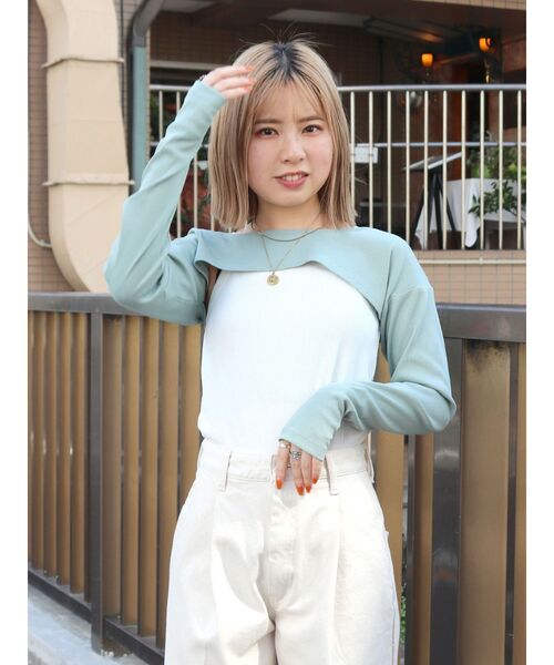 Ungrid(アングリッド)の「タンクレイヤードショートロングスリーブTee(Tシャツ/カットソー・レディース・ピンク/グリーン/ブラック・FREE)」の19枚目の写真