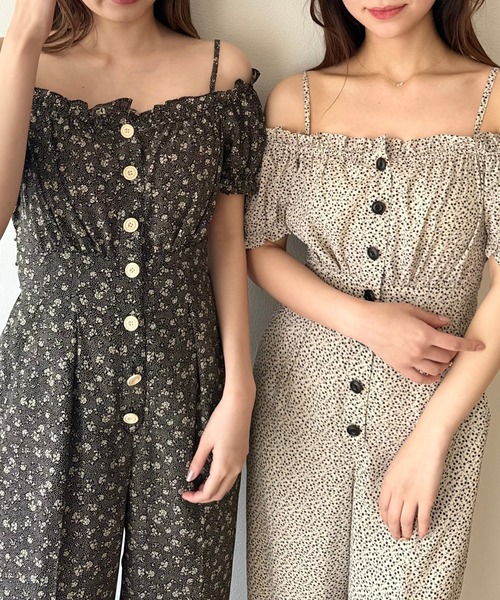 ME COUTURE(ミークチュール)の「petiteフルールオールインワン(つなぎ/オールインワン・レディース・ブラック/アイボリー・FREE)」の5枚目の写真