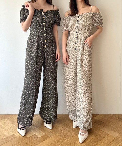 ME COUTURE(ミークチュール)の「petiteフルールオールインワン(つなぎ/オールインワン・レディース・ブラック/アイボリー・FREE)」の6枚目の写真