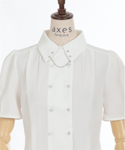 axes femme（アクシーズファム）の「コルセット風ダブルボタンブラウス（シャツ/ブラウス・レディース・ホワイト/ブラック/ブルーグリーン・FREE）」の17枚目の写真