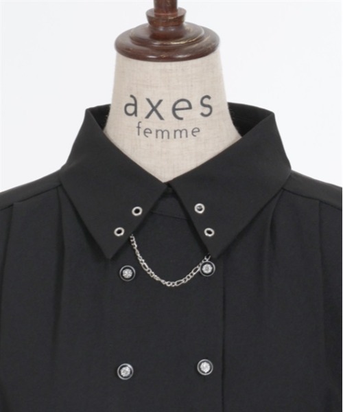 axes femme（アクシーズファム）の「コルセット風ダブルボタンブラウス（シャツ/ブラウス・レディース・ホワイト/ブラック/ブルーグリーン・FREE）」の6枚目の写真