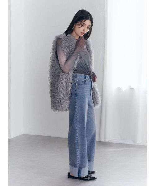 MURUA（ムルーア）の「フェイクファーオーバージレ（ベスト・レディース・グレー/アイボリー・FREE）」の21枚目の写真