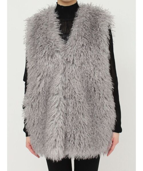 MURUA（ムルーア）の「フェイクファーオーバージレ（ベスト・レディース・グレー/アイボリー・FREE）」の14枚目の写真