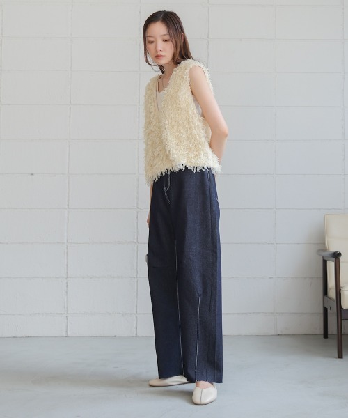 Bab（バブ）の「【S・Mサイズ展開あり】カーブデニムパンツ（デニムパンツ・レディース・インディゴブルー/ブラック・M/S）」の14枚目の写真