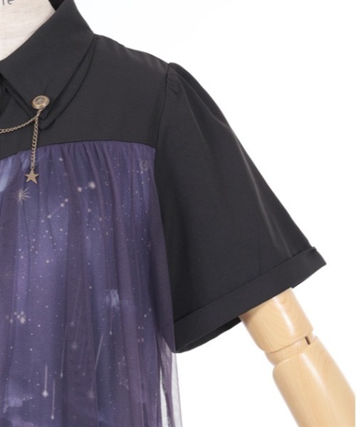 axes femme エトワール柄チュール重ねワンピース 紺 F 新品 タグ付き エトワール柄チュール重ねワンピース | outlet | axes femme