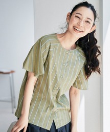 and myera ストライプなラグランシャツ