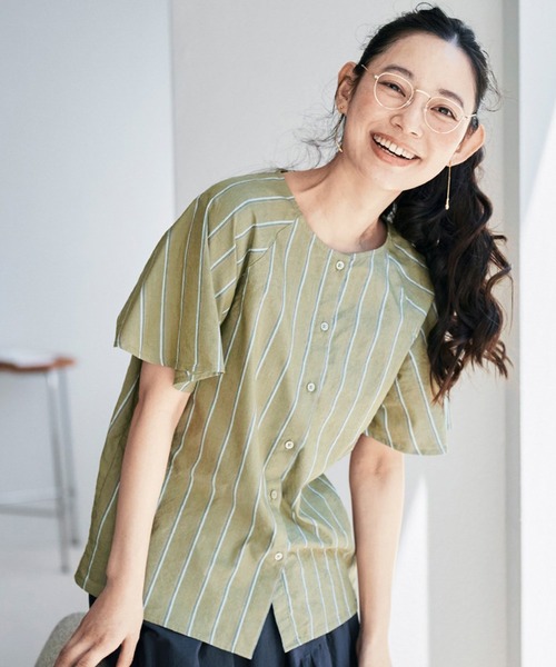 and myera ストライプなラグランシャツ（シャツ