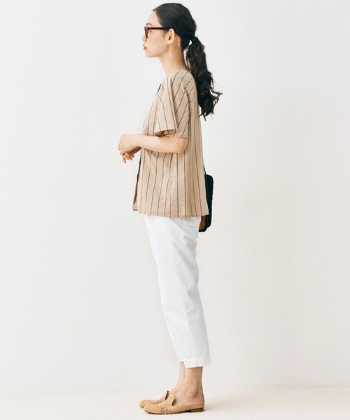 and myera（アンド マイラ）の「ａｎｄ　ｍｙｅｒａ　ストライプなラグランシャツ（シャツ/ブラウス・レディース・ベージュ/グリーン/ブルー・MEDIUM/LARGE/X-LARGE/SMALL）」の13枚目の写真