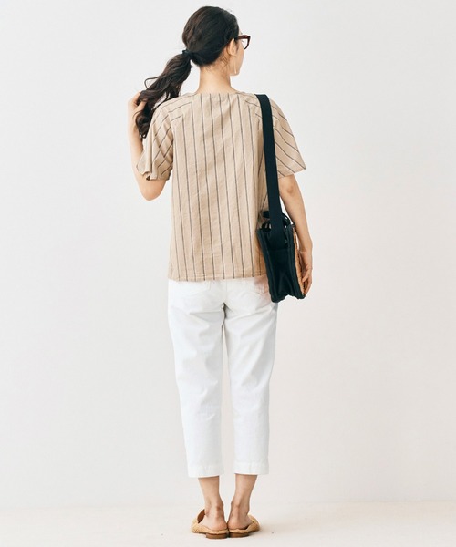 and myera（アンド マイラ）の「ａｎｄ　ｍｙｅｒａ　ストライプなラグランシャツ（シャツ/ブラウス・レディース・ベージュ/グリーン/ブルー・MEDIUM/LARGE/X-LARGE/SMALL）」の14枚目の写真