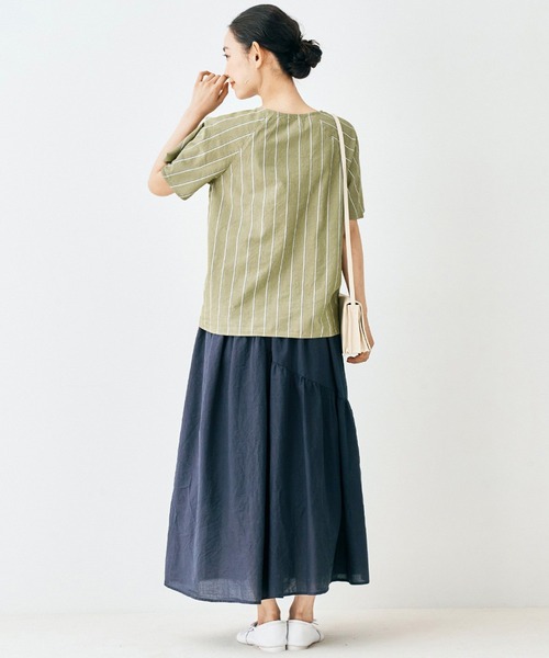 and myera（アンド マイラ）の「ａｎｄ　ｍｙｅｒａ　ストライプなラグランシャツ（シャツ/ブラウス・レディース・ベージュ/グリーン/ブルー・MEDIUM/LARGE/X-LARGE/SMALL）」の20枚目の写真