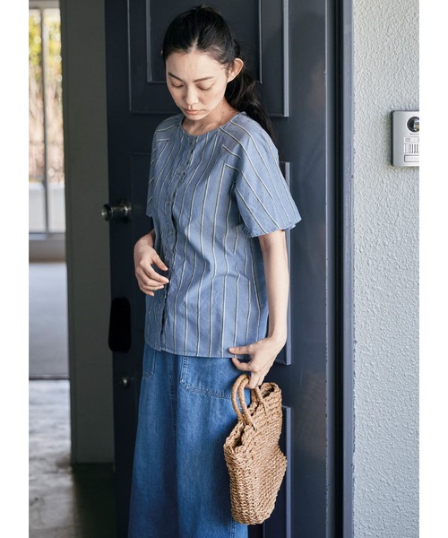 ブラウス シャツ ａｎｄ　ｍｙｅｒａ　ストライプなシャツ レディース and myera ストライプなシャツ〈白〉｜and myera[アンドマイラ