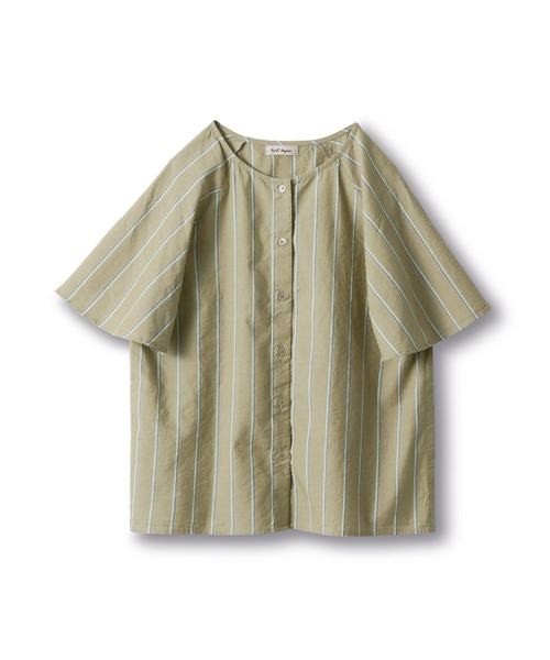 and myera（アンド マイラ）の「ａｎｄ　ｍｙｅｒａ　ストライプなラグランシャツ（シャツ/ブラウス・レディース・ベージュ/グリーン/ブルー・MEDIUM/LARGE/X-LARGE/SMALL）」の6枚目の写真