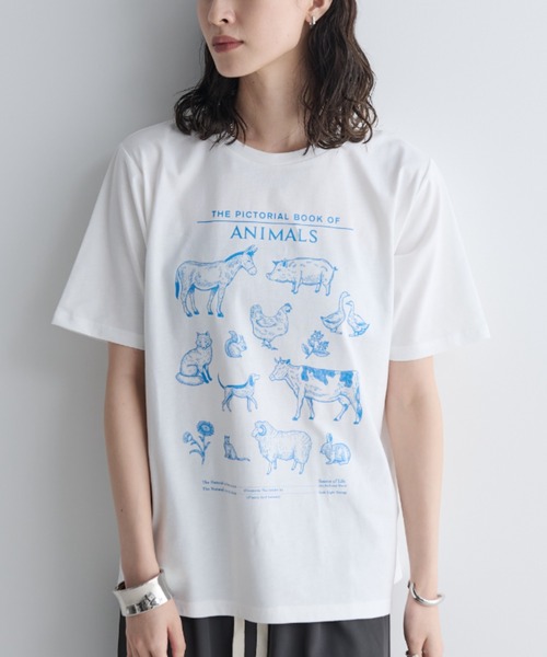 MERLOT(メルロー)の「アニマルイラストTシャツ(Tシャツ/カットソー・レディース・ネイビー/オフホワイト・FREE)」の19枚目の写真