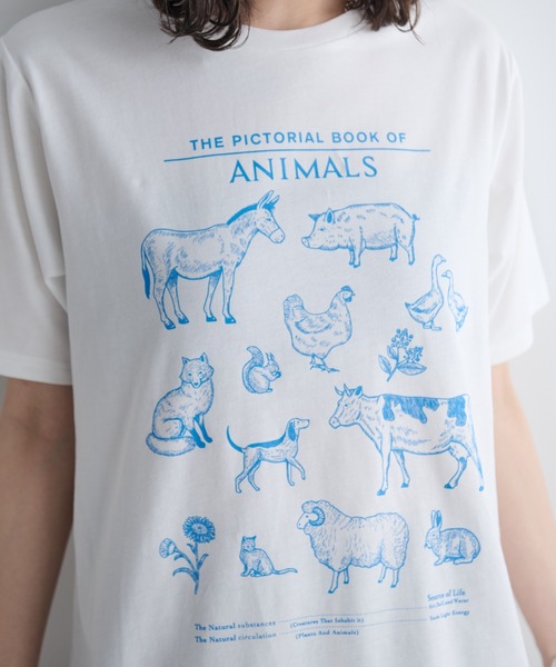 MERLOT(メルロー)の「アニマルイラストTシャツ(Tシャツ/カットソー・レディース・ネイビー/オフホワイト・FREE)」の14枚目の写真