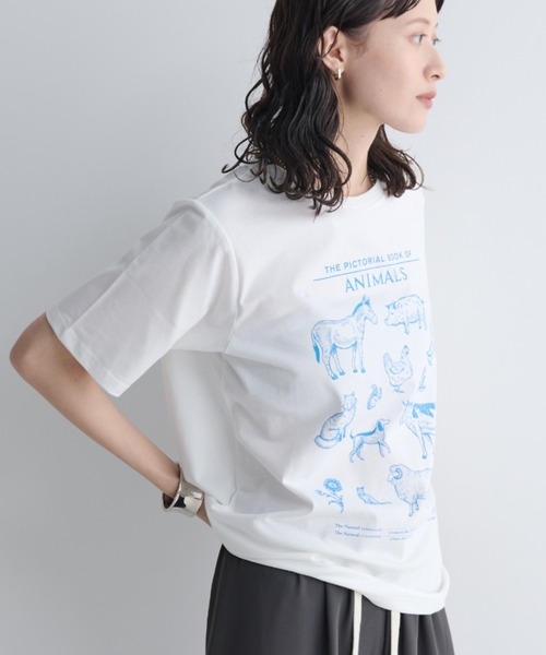 MERLOT(メルロー)の「アニマルイラストTシャツ(Tシャツ/カットソー・レディース・ネイビー/オフホワイト・FREE)」の18枚目の写真