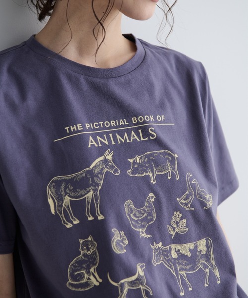 MERLOT(メルロー)の「アニマルイラストTシャツ(Tシャツ/カットソー・レディース・ネイビー/オフホワイト・FREE)」の7枚目の写真